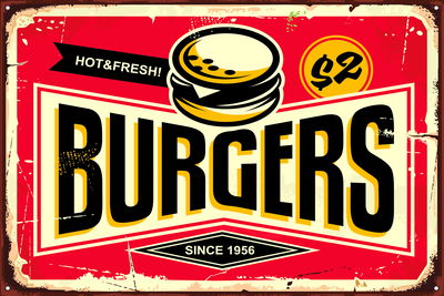 Ljuddämpande tavla - Retro style fast food