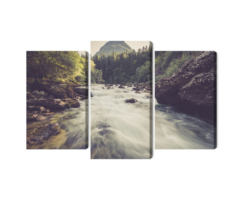 Ljuddämpande tavla - Mountain river in the forest