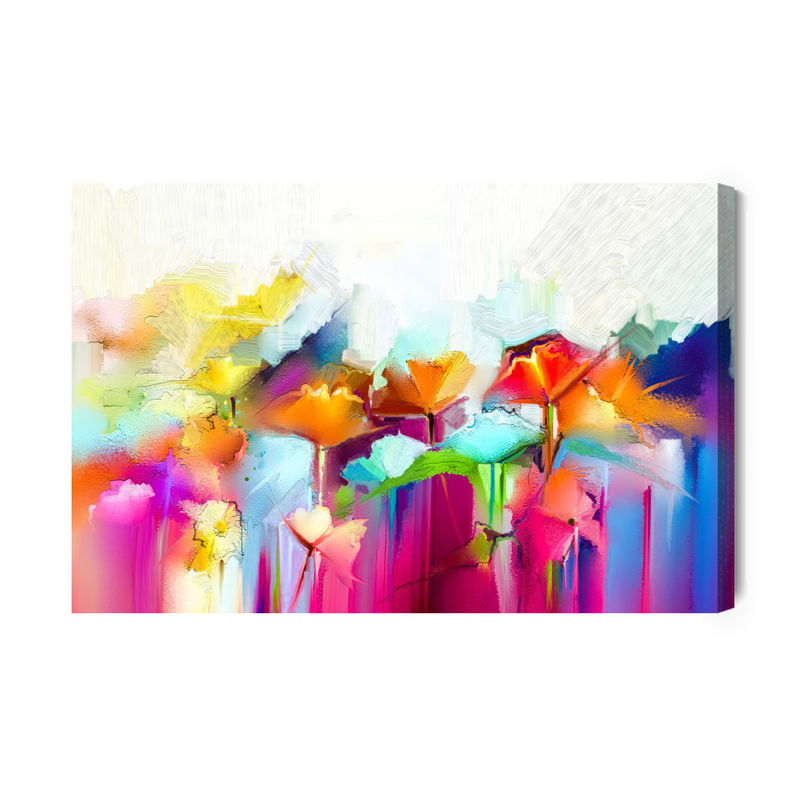 Ljuddämpande tavla - Colorful abstract flowers