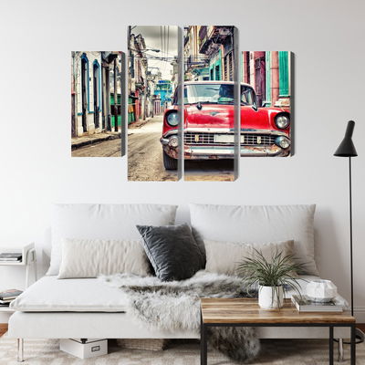 Ljuddämpande tavla - Red chevrolet car in retro