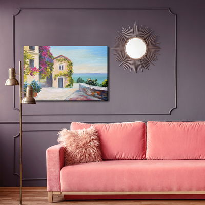 Ljuddämpande tavla - Sea and house in santorini
