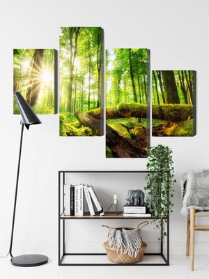 Ljuddämpande tavla - Sunrays in a forest 3d