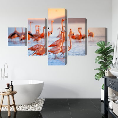 Ljuddämpande tavla - A flock of flamingos