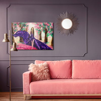 Ljuddämpande tavla - A woman among spring flowers