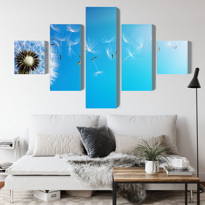 Ljuddämpande tavla - Dandelion with flying seeds