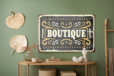Akoestisch schilderij - Vintage style boutique plaque