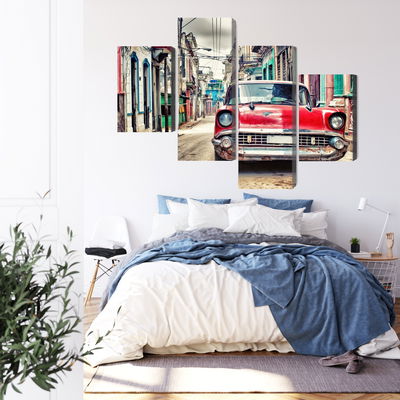 Ljuddämpande tavla - Red chevrolet car in retro