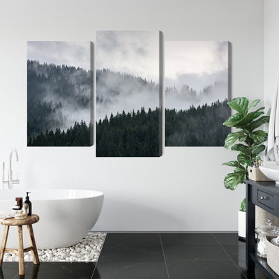 Ljuddämpande tavla - Misty 3d forest landscape