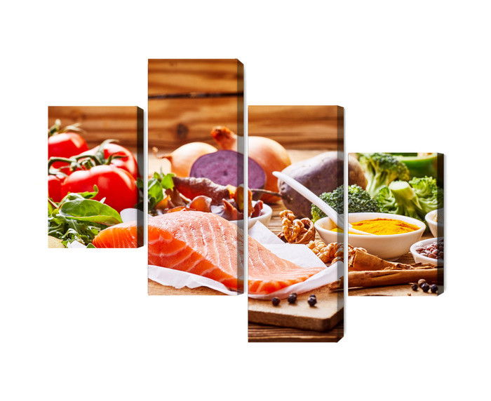 Ljuddämpande tavla - Salmon among vegetables