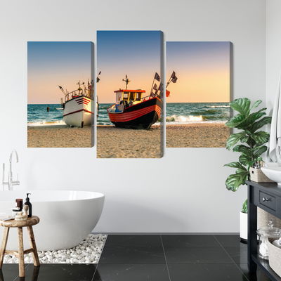 Ljuddämpande tavla - Fishing boats on the beach