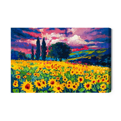 Ljuddämpande tavla - A field of sunflowers as