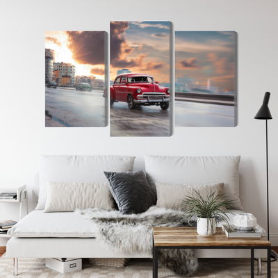 Ljuddämpande tavla - Historic car on the road