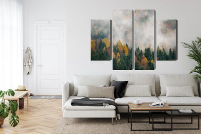 Ljuddämpande tavla - Autumn forest in fog 3d