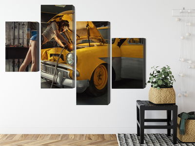 Ljuddämpande tavla - Sexy woman welded to a car