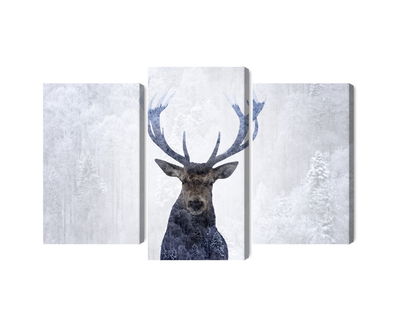 Ljuddämpande tavla - Deer in the winter 3d forest