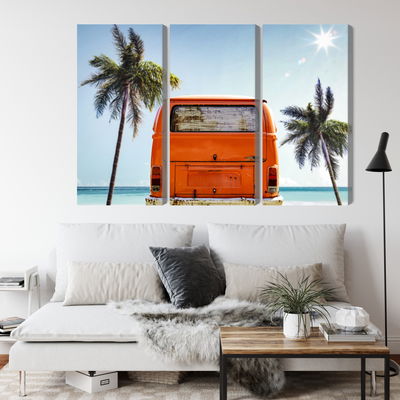 Ljuddämpande tavla - Retro car between palm trees