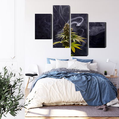 Ljuddämpande tavla - Cannabis plant on a smoky