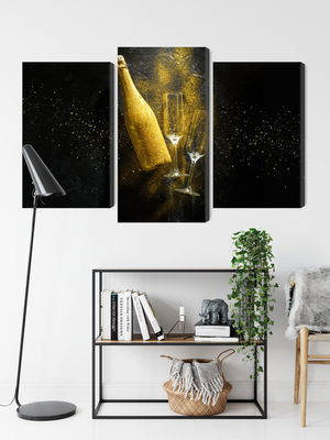 Ljuddämpande tavla - Golden bottle of champagne