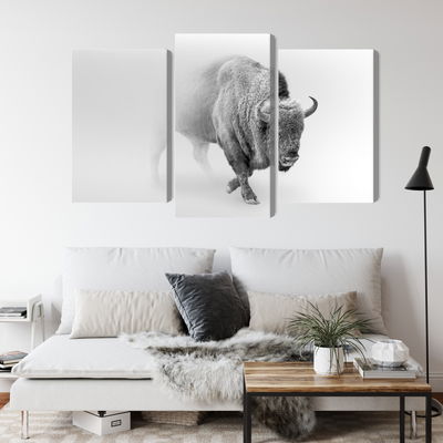 Ljuddämpande tavla - Bison in the fog 3d