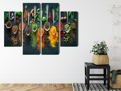 Ljuddämpande tavla - Herbs and spices on spoons