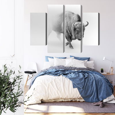 Ljuddämpande tavla - Bison in the fog 3d