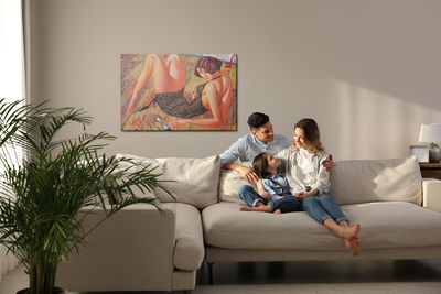 Ljuddämpande tavla - A painting of a woman