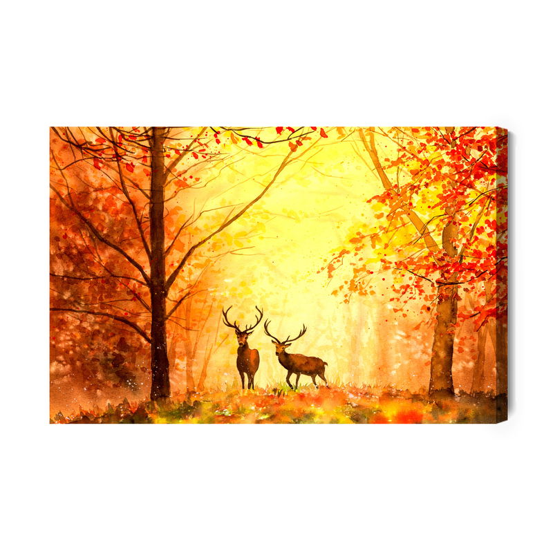 Ljuddämpande tavla - Deer in the autumn forest