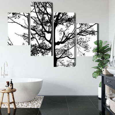 Ljuddämpande tavla - Black tree on a white