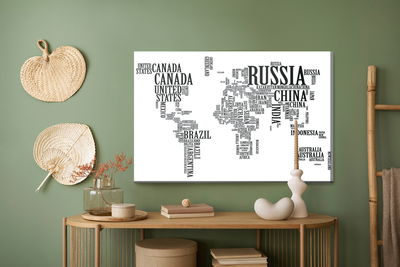 Ljuddämpande tavla - World map with black