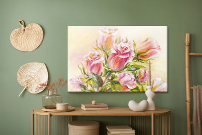 Ljuddämpande tavla - Colorful flowers as painted