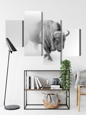 Ljuddämpande tavla - Bison in the fog 3d