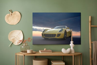 Ljuddämpande tavla - Sports car and clouds