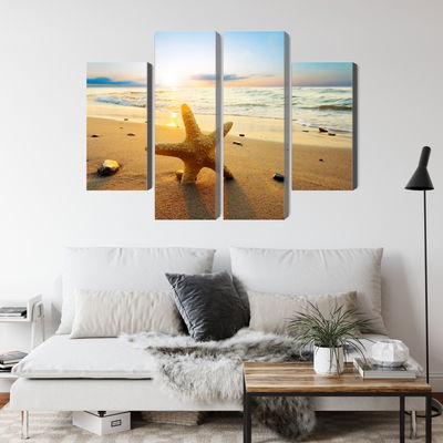 Ljuddämpande tavla - Starfish on the beach 3d