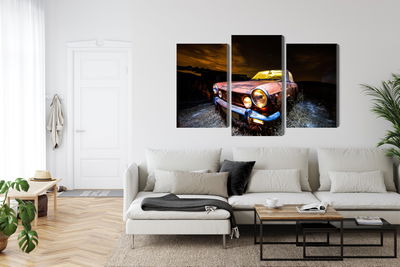 Ljuddämpande tavla - Old abandoned car 3d