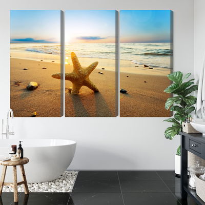 Ljuddämpande tavla - Starfish on the beach 3d