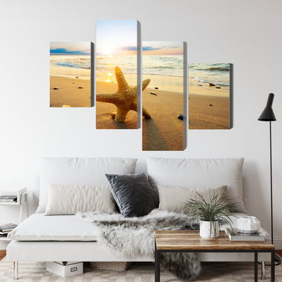 Ljuddämpande tavla - Starfish on the beach 3d