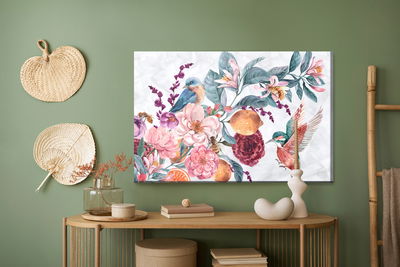 Ljuddämpande tavla - Colorful birds among