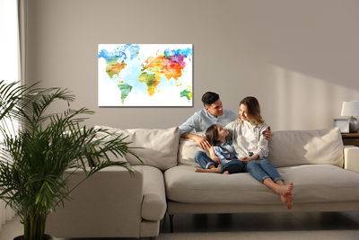 Ljuddämpande tavla - Multicolored map painted