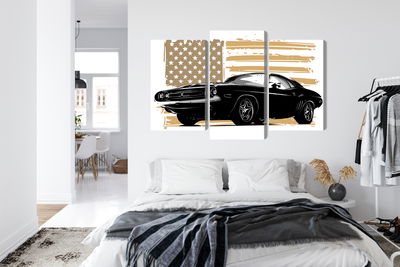 Ljuddämpande tavla - American muscle car with Usa