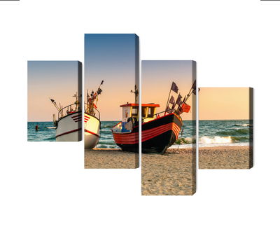 Ljuddämpande tavla - Fishing boats on the beach