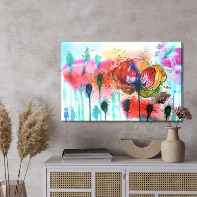 Ljuddämpande tavla - Colorful watercolor poppies