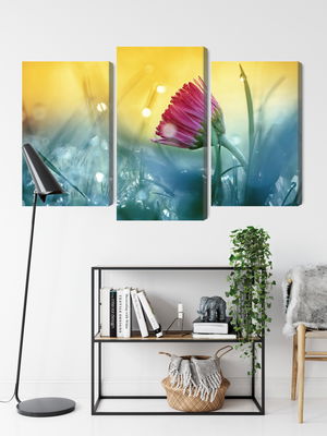 Ljuddämpande tavla - Pink flower on a 3d meadow