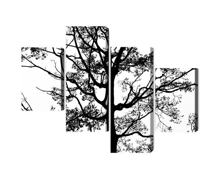 Ljuddämpande tavla - Black tree on a white