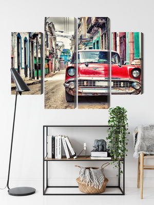 Ljuddämpande tavla - Red chevrolet car in retro