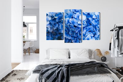 Ljuddämpande tavla - Blue hydrangea flowers close