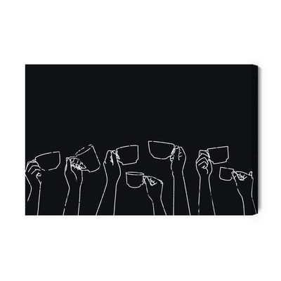 Ljuddämpande tavla - Hands holding cups