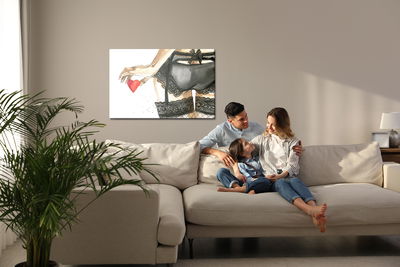 Ljuddämpande tavla - Woman in underwear painted