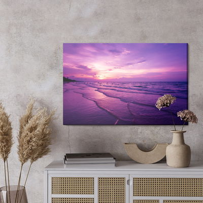 Ljuddämpande tavla - Purple sunset over the sea