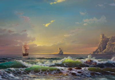 Ljuddämpande tavla - Sea rocks and ships