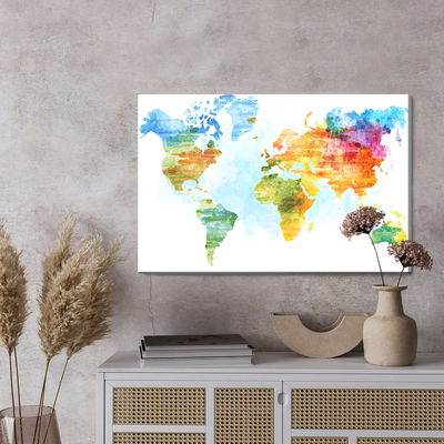 Ljuddämpande tavla - Multicolored map painted